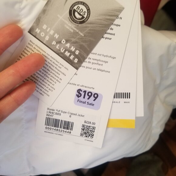 NWT Lululemon Wunder Puff Super-Cropped Jacket White *rare discontinued - Picture 6 of 7